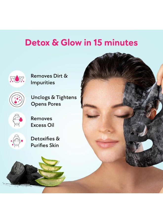 Chicnutrix Korean Black Charcoal Face Sheet Mask – Detoxifying & Pore Tightening (Pcack of 10) - Image 2